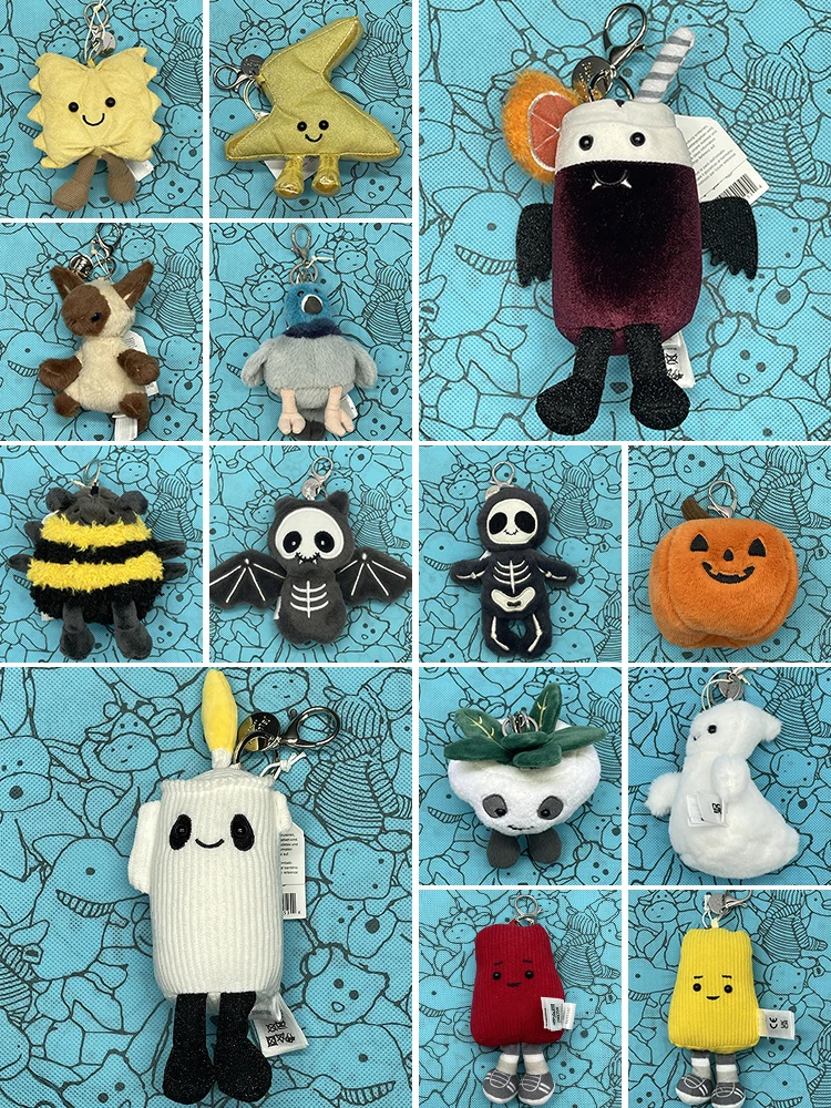 Quallen-Plüsch-Anhänger – Niedliche Quallen, Fledermaus, Blitz und Halloween-Mumie Rucksack-Spielzeuge, weiche Stofftier-Schlüsselanhänger-Accessoires