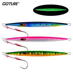 Goture Metal Luminous Spoon Fishing Lure 100g 200g 300g Slow Jig Hard Artificial Bait Vertical Jigging Lure Fish for Sea Fishing