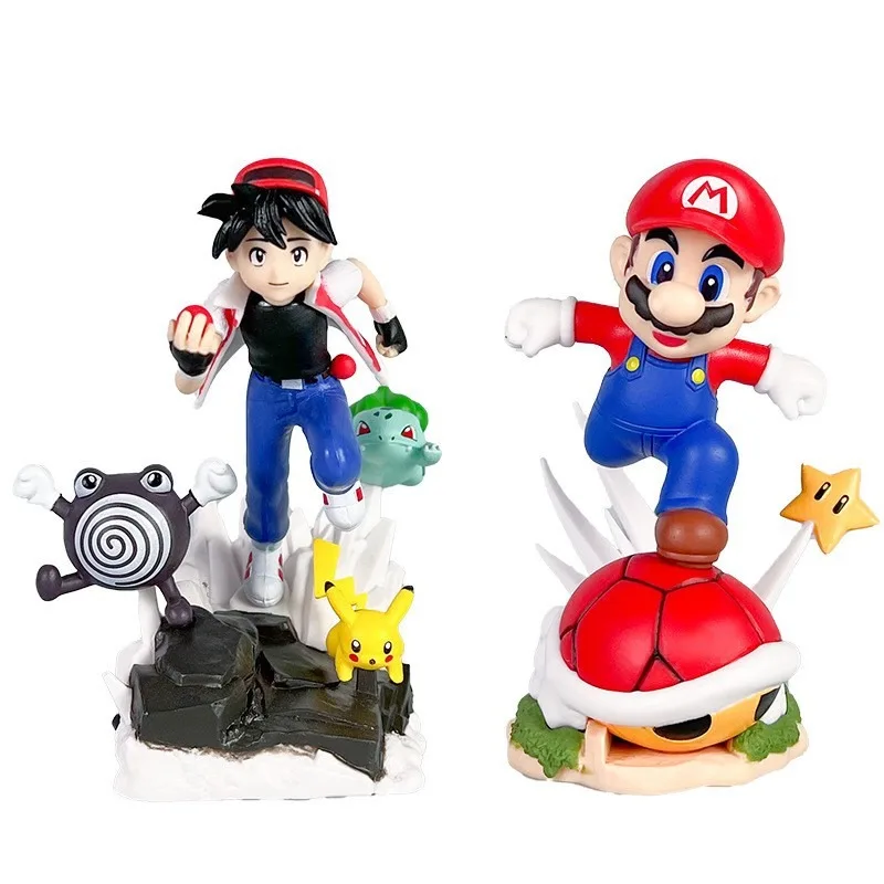 

BANDAI 12CM Game Super Mario Toys Mario Run GK Figures Mario Bros Action Figures Scene Mario PVC Figures Stars Model