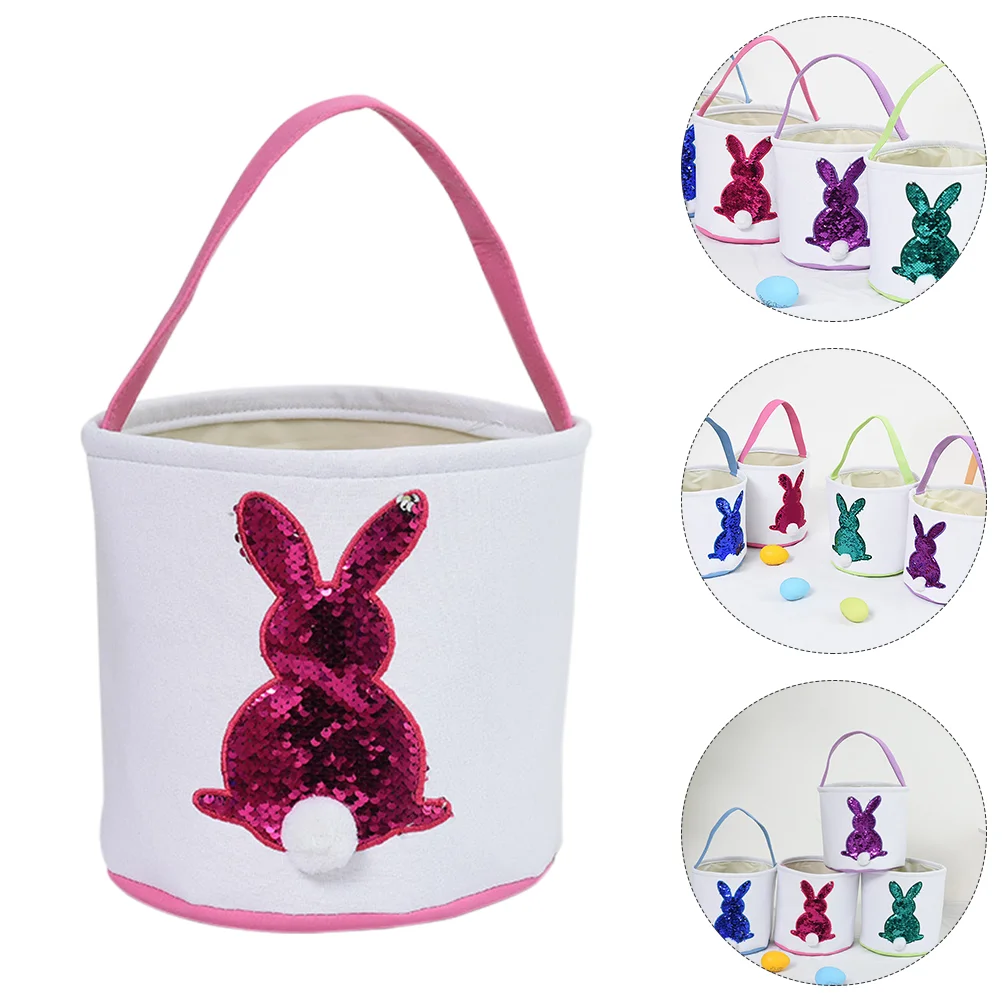 Rabbit Gift Bag Fruit Canvas Tote Snack Containers for Kids Storage Basket Easter Party Bucket Classic