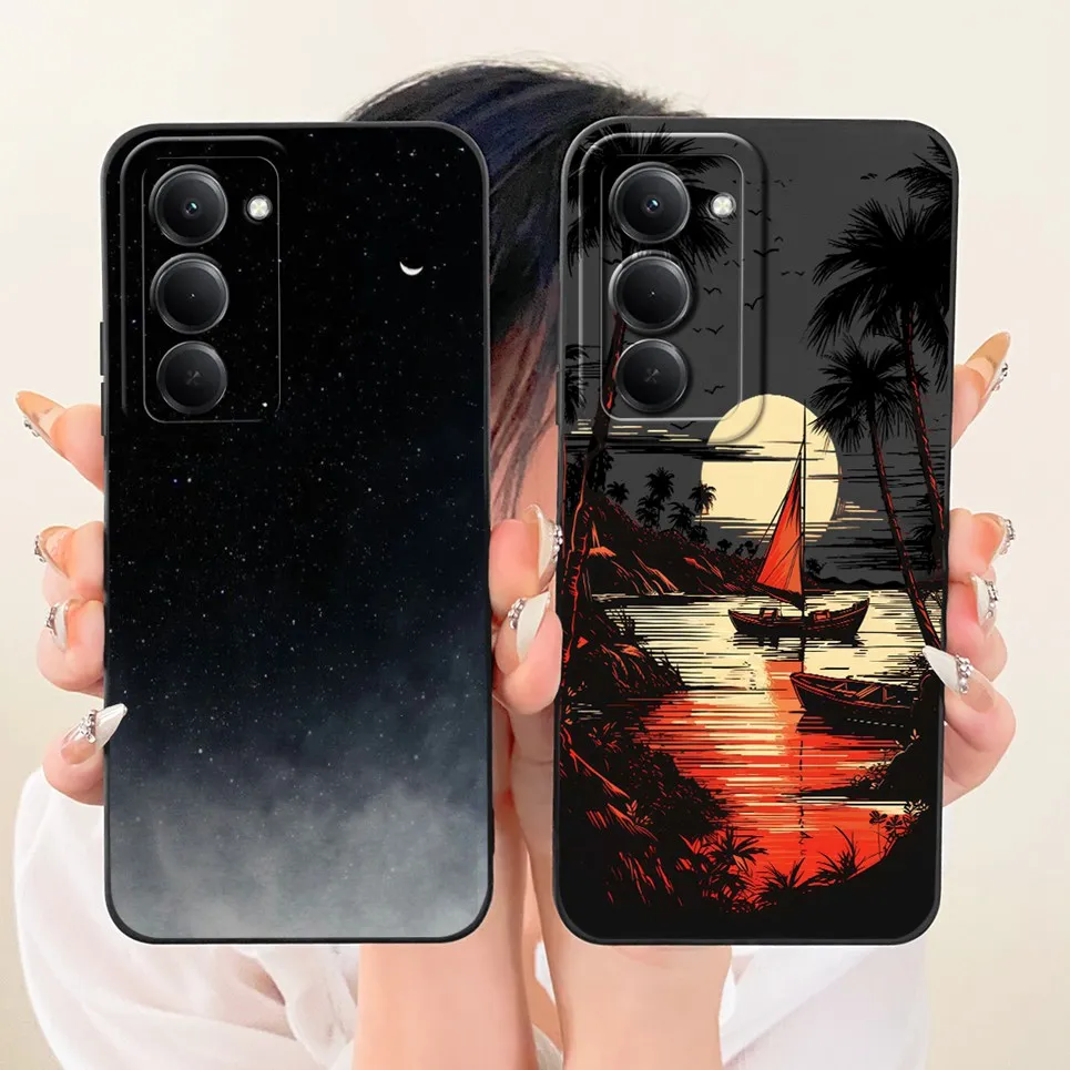 غلاف لهاتف Xiaomi Redmi 15 4G Redmi15 1 5 جراب هاتف التنين الشمس القمر ليلة الجمالية الغطاء الخلفي لينة السائل سيليكون الوفير