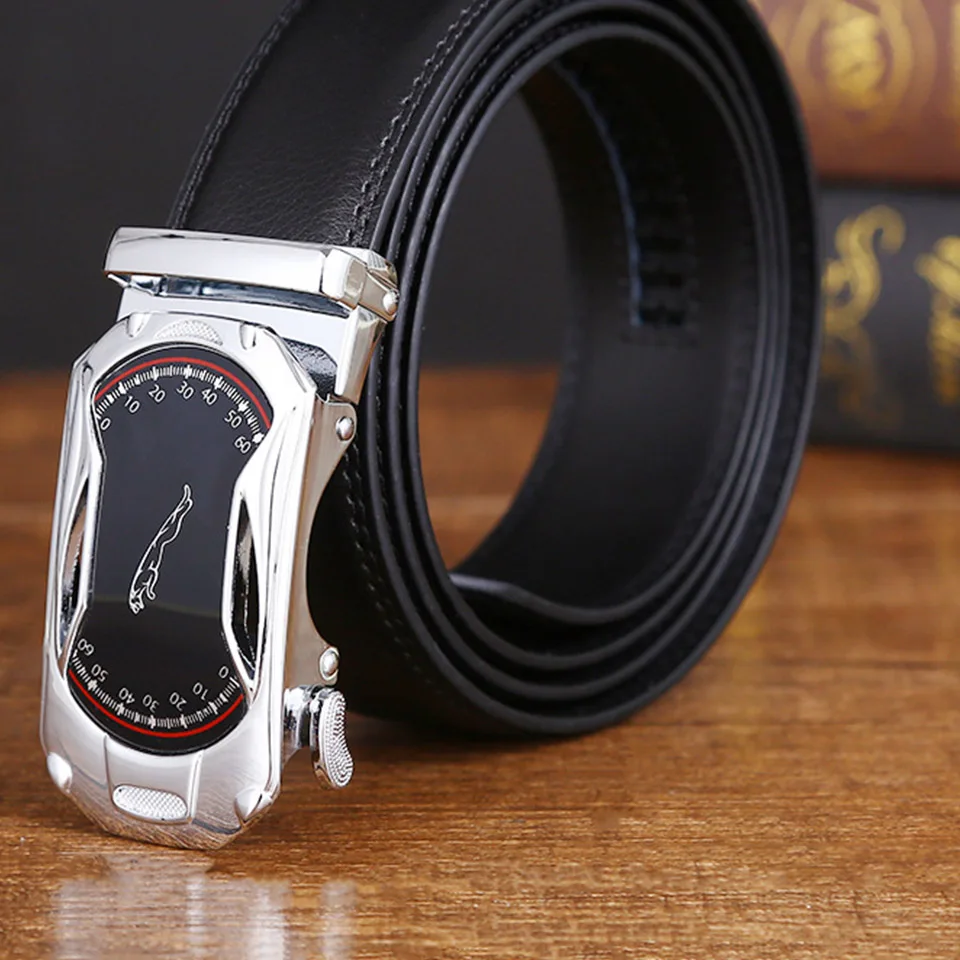 New Men's Leather Belt Korean Version Versatile Black Automatic Buckle Waist Belt For Middle-Aged And Young People's Daily Wear