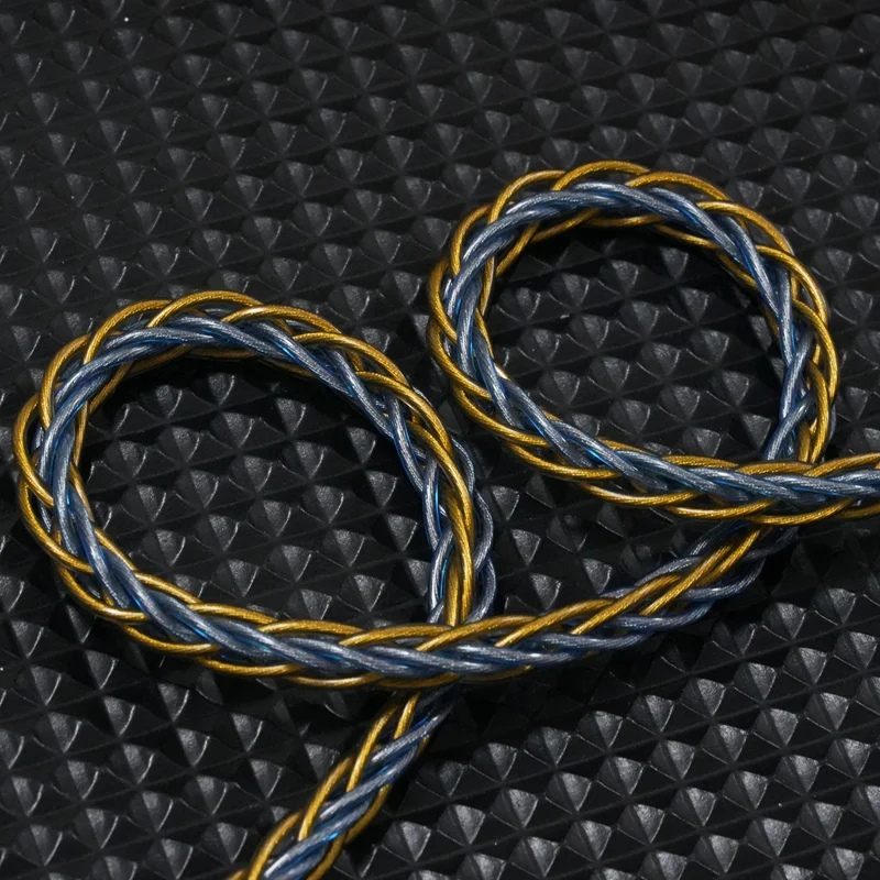 XINHS X26 Cable de actualización de auriculares chapado en plata de cobre y cristal único azul amarillo de 8 núcleos 0,78 2 pines/HD650/IE900/MMCX