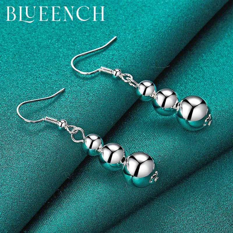 Blueench 925 Sterling Silver Ball Simple Earrings for Women's Party Birthday Gifts Temperament Fashion Jewelry