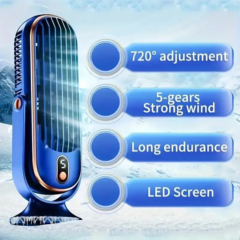 Portable USB Fan | 5 Speeds, 720° Swivel, Quiet Cool Breeze, Air Circulation, Indoor/Outdoor Use, Ideal For Home, Office, Travel image 3