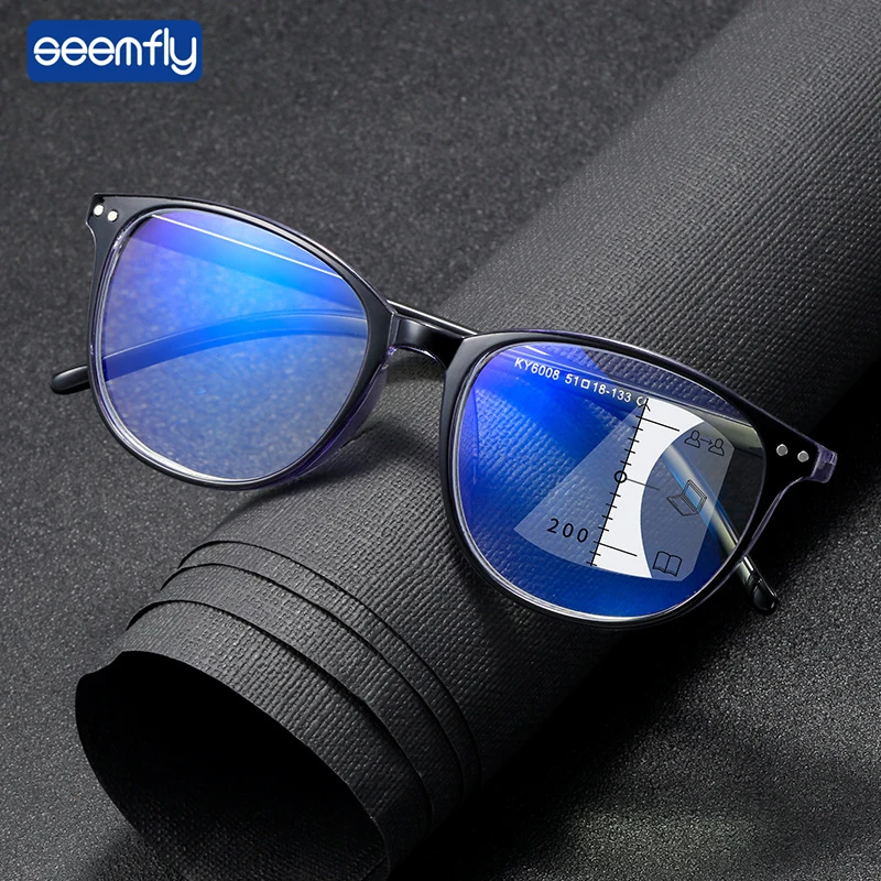 

seemfly Multi-focus Anti-blue Light Reading Glasses Man and Women Far and Near Sighted Eyeglasses Dual Use Reading Eyewear