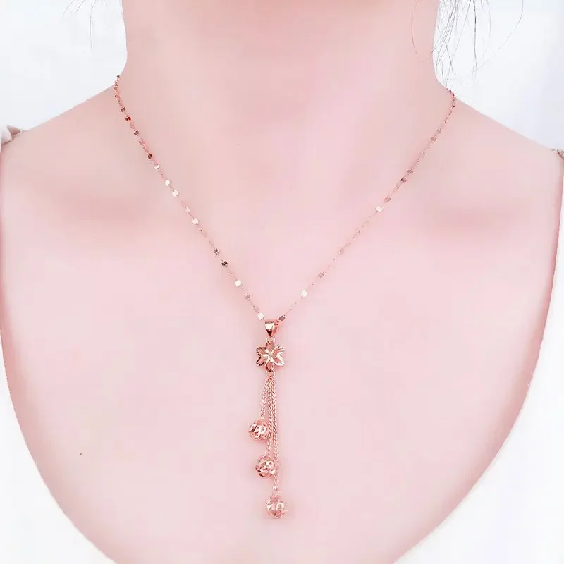 585 Paars Vergulde 14K Rose Gouden Ster Ketting Nieuwe In Schijnt Kwastje Kralen Ketting Hanger Bruiloft Sieraden Voor vrouwen