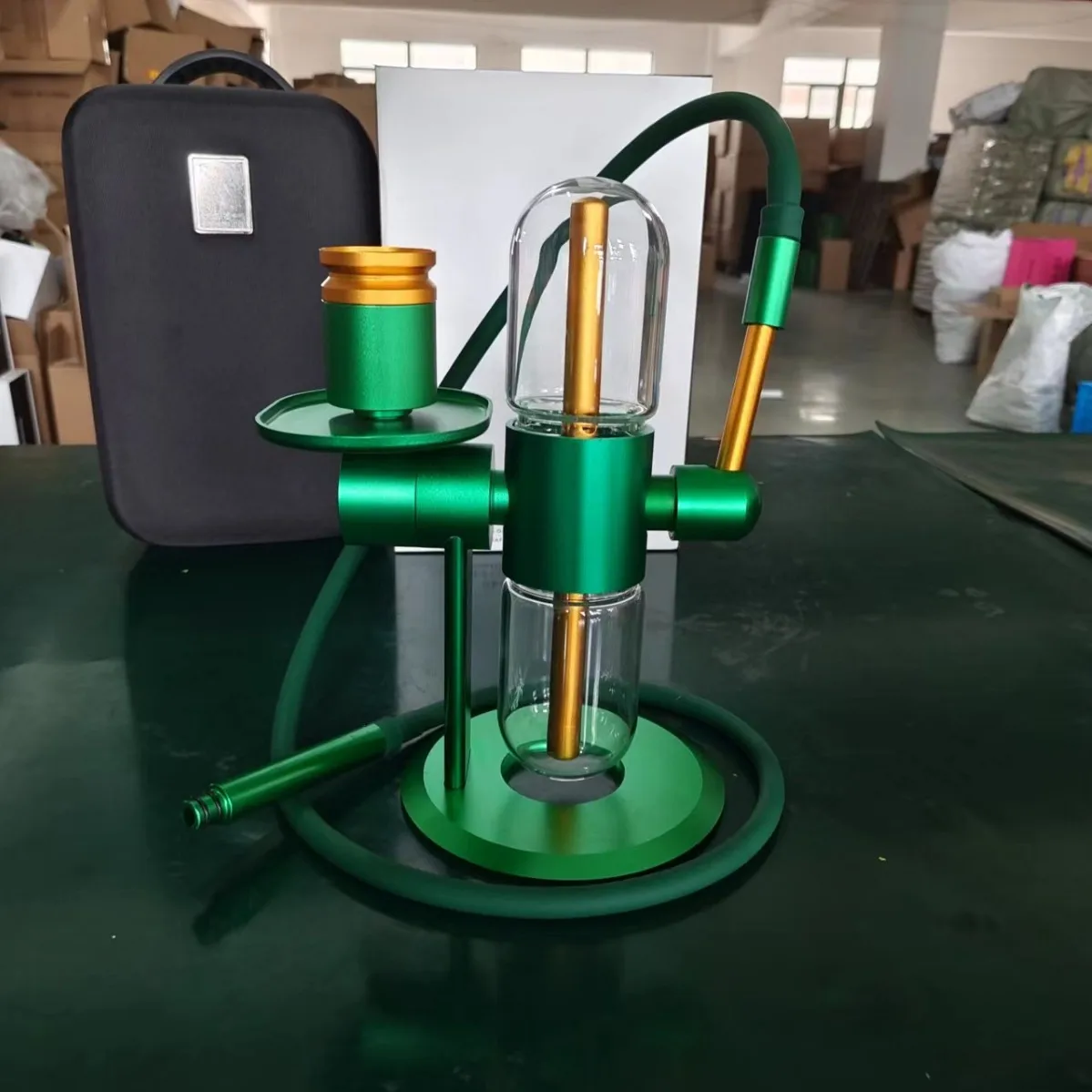 الجاذبية التدخين الأنابيب 360 درجة دوران الشيشة السفر مجموعة كاملة مع حقيبة يد محمولة الزجاج وعاء الشيشة ملحقات الدخان