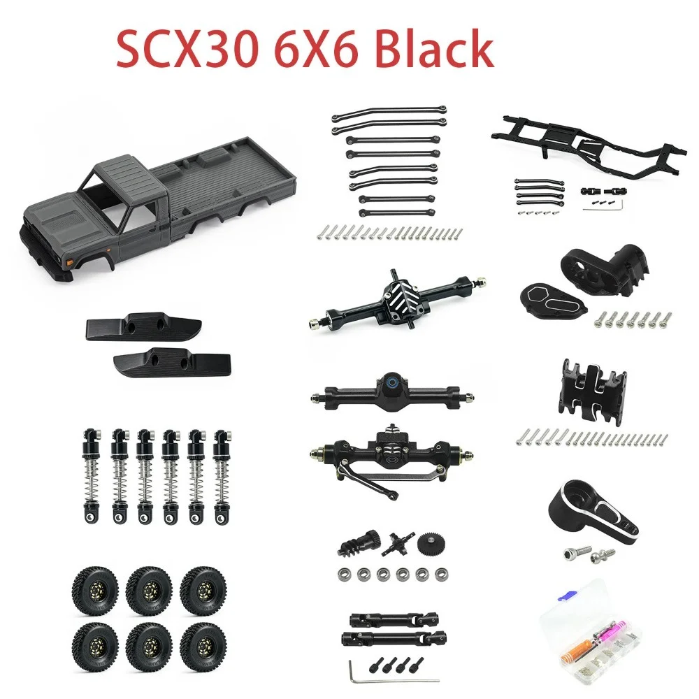 RC 6X6 Chassis With Scale Body Shell KIT Set Electronics Included 1/30 RC Crawler for Axial SCX30 customizable size Hobby Part