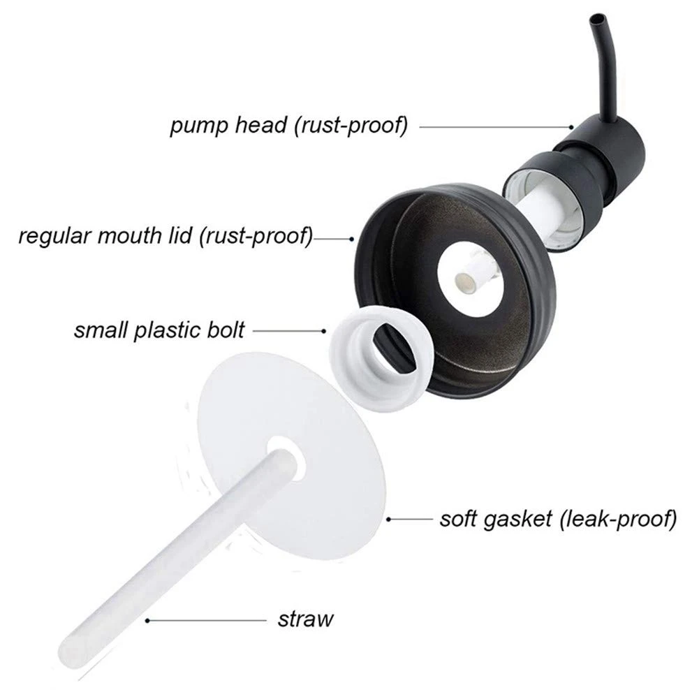 

4-пакеточные крышки дозатора мыла Mason Jar с насосами, лосьон-мыло, черный