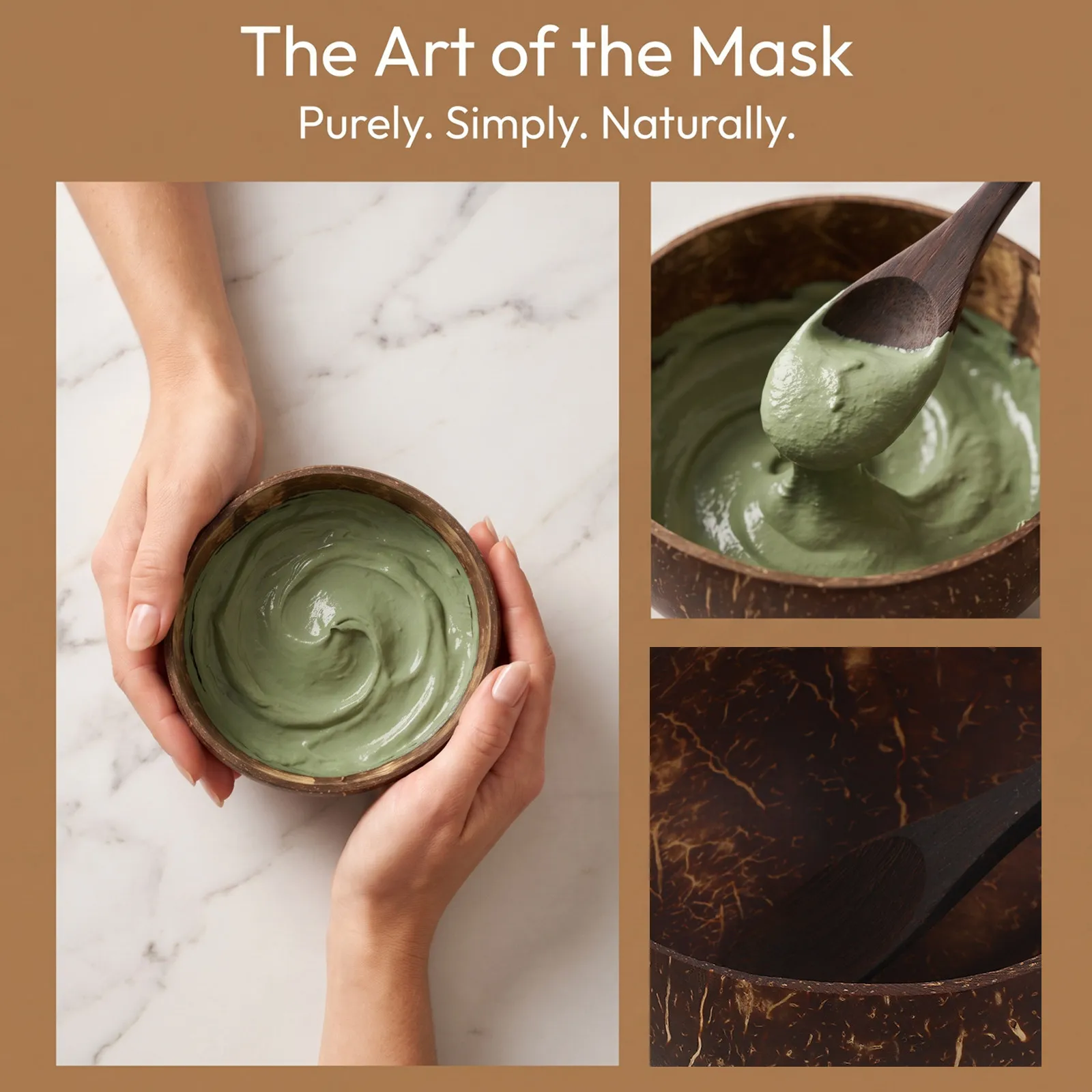 Small Facial Mask Mixing Bowl Set Natural Coconut Shell Long Spoon Spa Bowls for Facials Face Mask Bowl Clay Mud Application