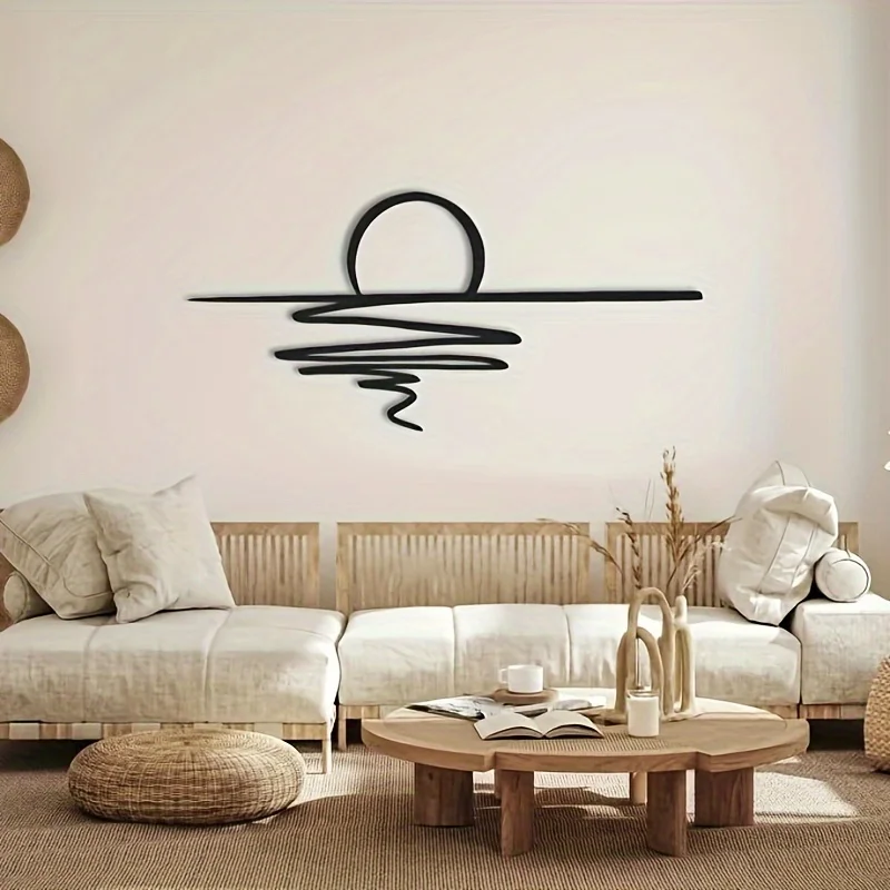 1pc Sunset Line Art Wall Decal Suitable For Decoration In Living Room, Bedroom, And Restaurant
