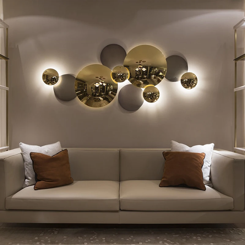 Modern Living Room Decoração Lâmpada, grande candeeiro de metal, fundo criativo, cabeceira luzes LED, designer de luxo, 2024