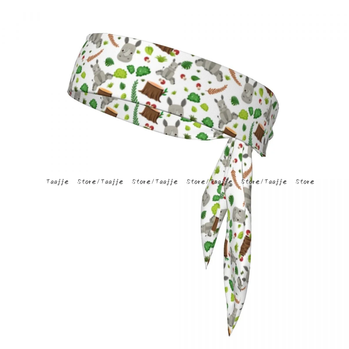 

Tie Headbands Cute Rhinoceros Pattern Sports Head Band Athletic Sweatband Bandana Sweat Wicking