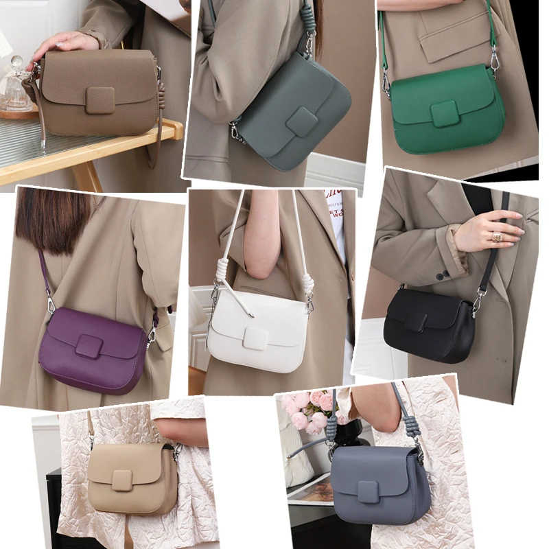 

Women's Luxury Split Cow Leather Handbag Adjustable Strap Crossbody Bag Single Shoulder Tote Zipper Pocket Lightweight Small Bag