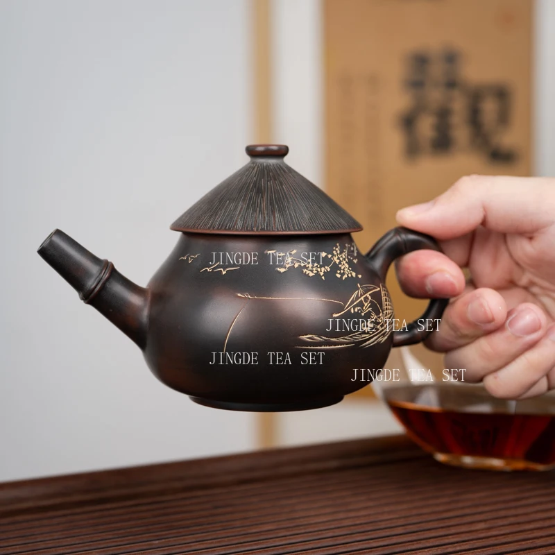 

250ml Ceramic Fisherman's Pot High End Handmade Chinese Teapot for Household Use Master Kiln Transformed Teapot Kungfu Tea Set