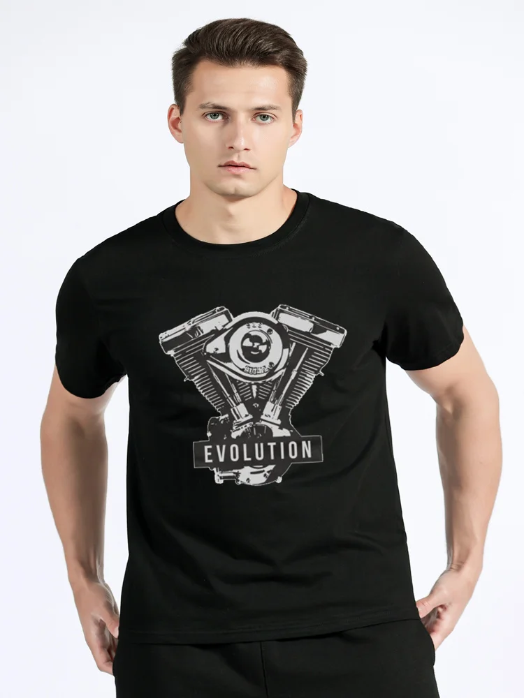 S-5XL Motorcycle Clothing V Twin Biker Evolution Engine Casual T Shirt Cotton Tops Tees Men's Clothing Oversized Unisex Tshirt
