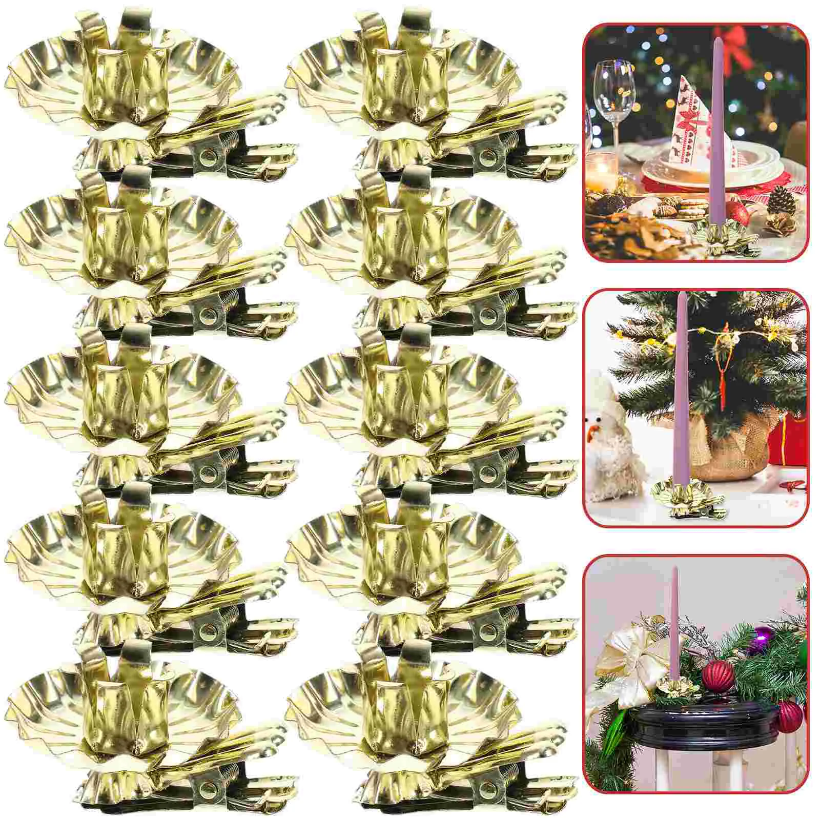 

10 Pcs Christmas Wrought Iron Clip Holder Metal Cup Base (gold Dovetail Clip) 10pcs Clips Candles Holders For Tree