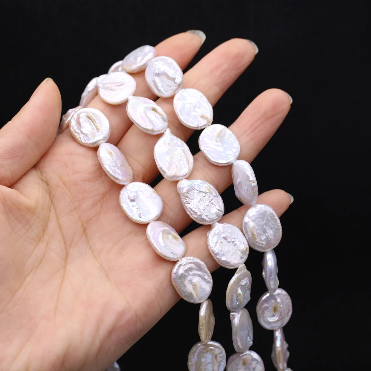 

White Natural Freshwater Pearl Vintage Button Jewelry Accessories Ladies DIY Necklace Bracelet Stud Earrings Coin Jewelry18x14mm