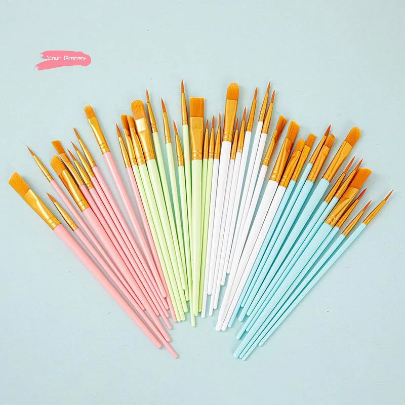 Y-10Pcs Multi-functional Watercolor Brushes with Plastic Rods Art Painting Brushes for Watercolor Gouache And Oil Nylon Hair