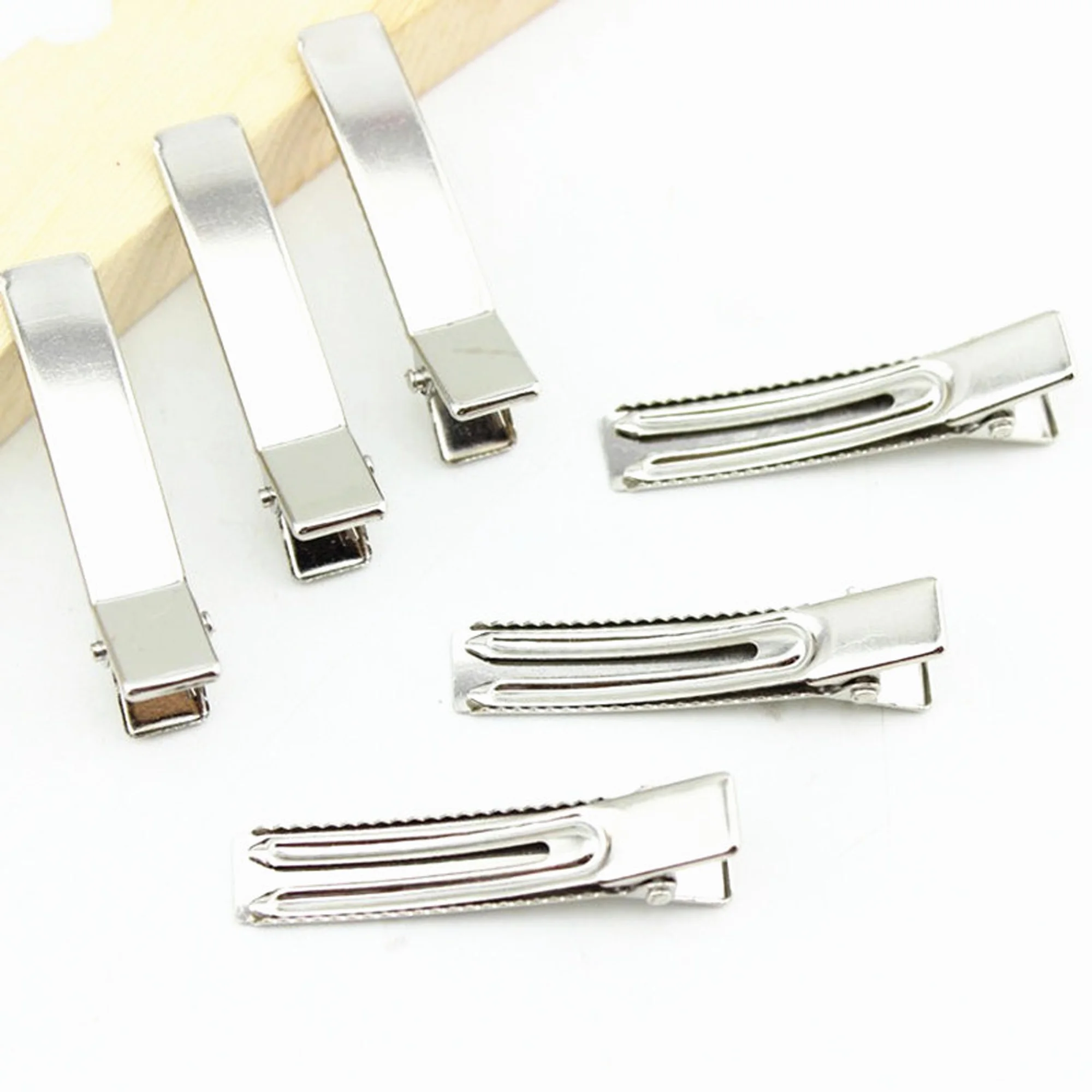 100Pcs 35mm 50mm 60mm 80mm 더블 프롱 악어 헤어 클립 금속 헤어 클립 Duckbill Hairpins for Girls DIY Jewelry Headwear