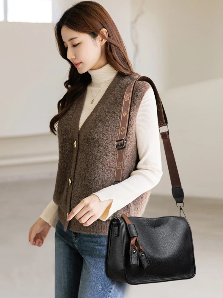 High Quality Genuine Leather Women Tote Bag Luxury Soft Cowhide Ladies Shoulder Crossbody Bags 2024 Fashion Female Messenger Sac