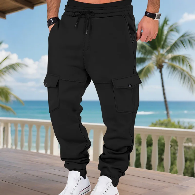

Men's Velvet Multi-pocket Overalls Outdoor Sports and Leisure Wide-leg Legged Autumn and Winter Trousers