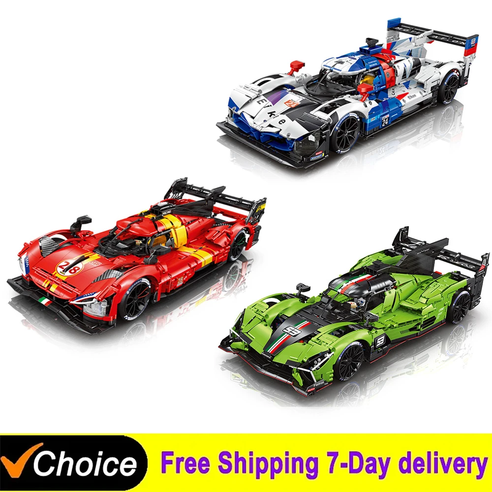 1:8 Tecnico 499P Super Sport Auto Da Corsa Building Blocks SC63 Auto Mattoni Assemblaggio Giocattoli Per I Bambini Regali Di Natale Ragazzi