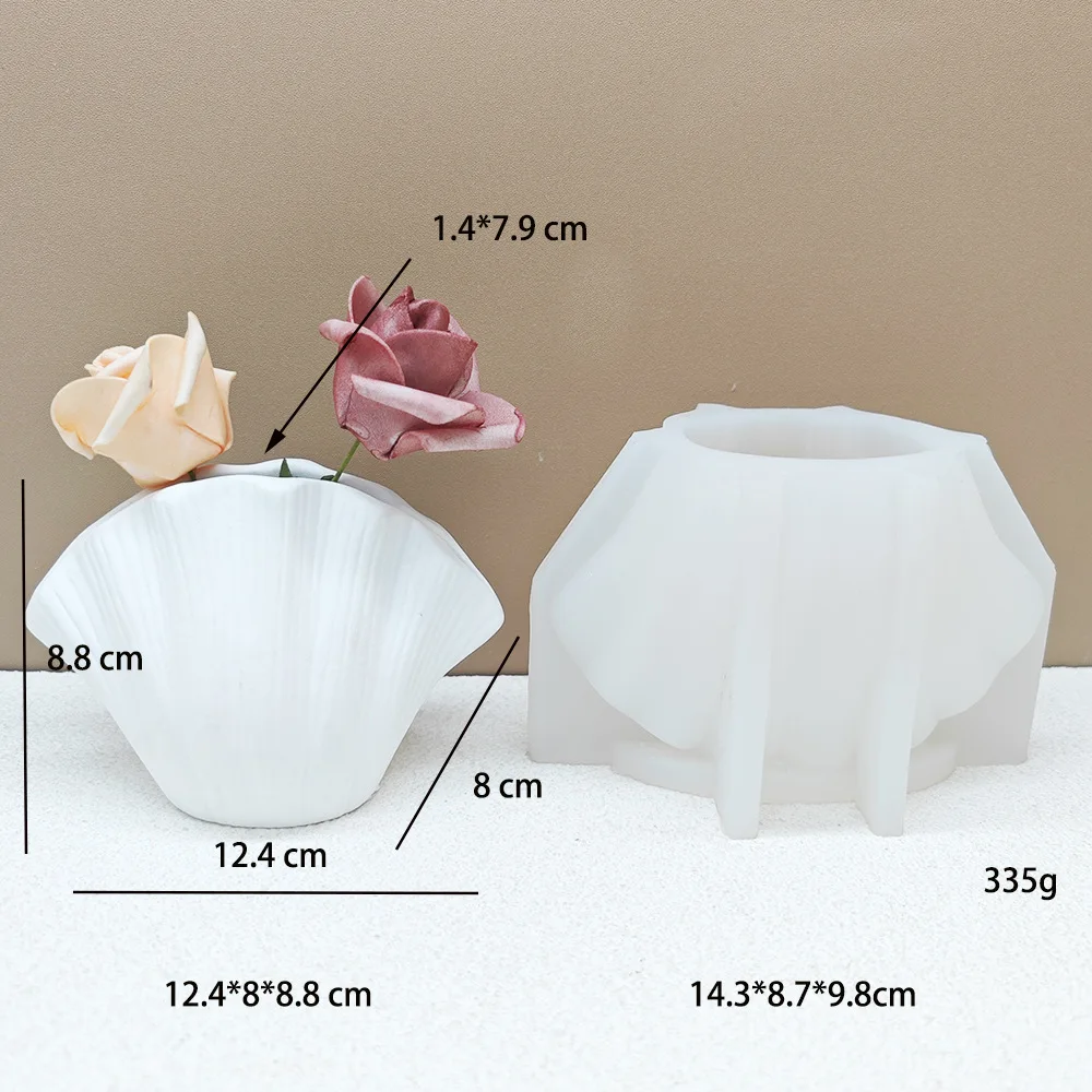 Shell Shape Dried Flower Arrangement Art Arrangement Vase Mold Narrow Mouth Hollow Vase Silicone Concrete Moulds