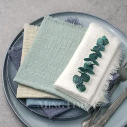 20pcs 32x32cm Cotton Gauze Table Napkins Bohemian Wedding Decor Vintage Western Style Bridal Party Dinner Cloth Accessories