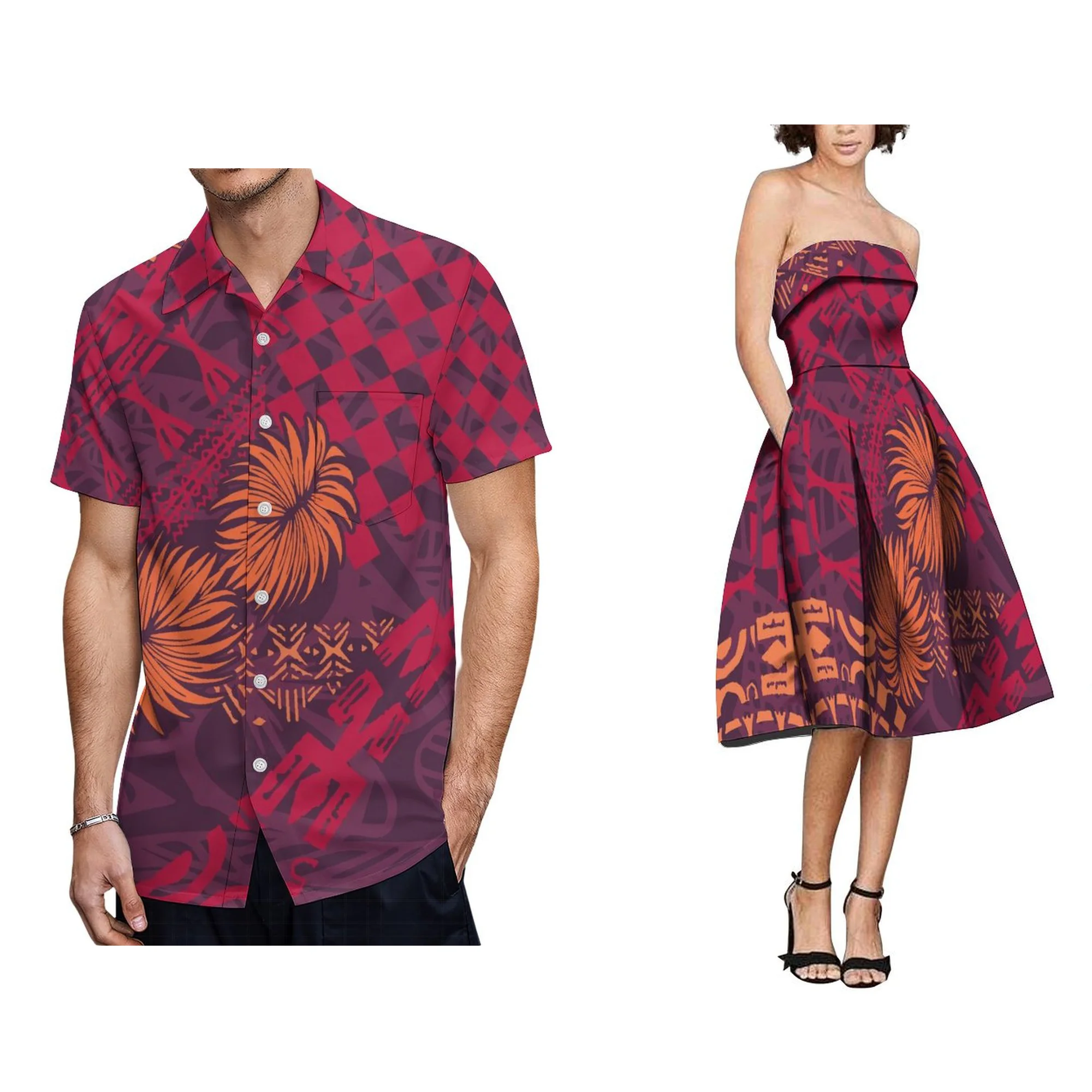 1 MOQ Sustainable Polynesian Tribal Design Beach Dress Women Elegant Sleeveless Sexy Party Off Shoulder Dress Drop Shipping