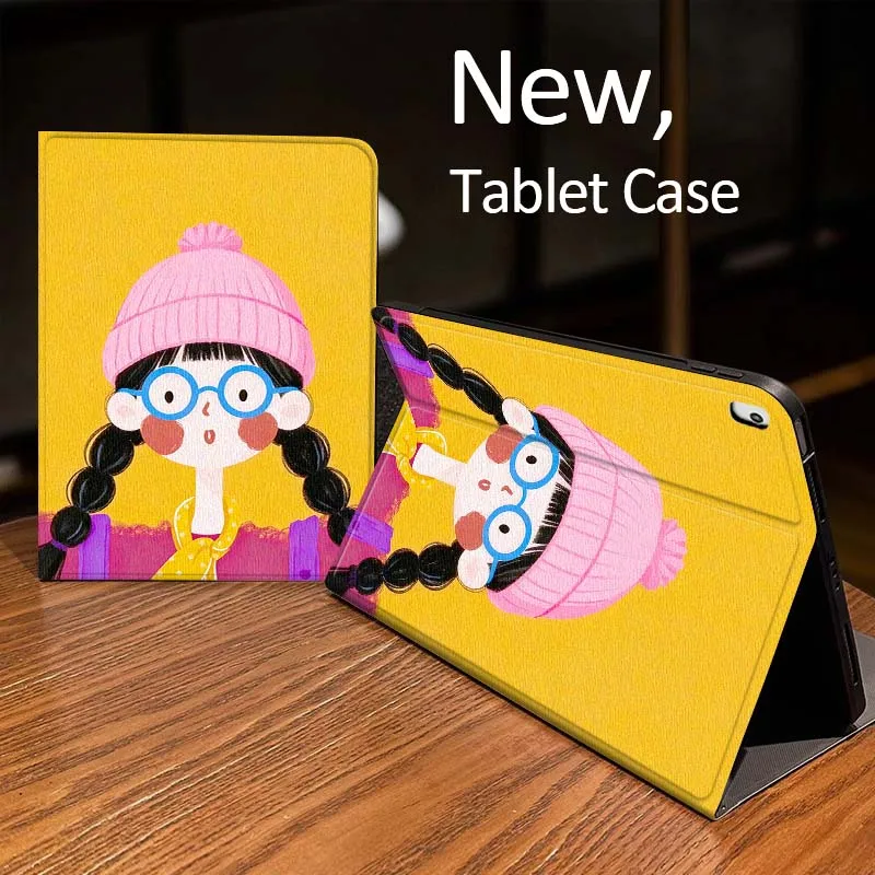 

Hat Glasses Cute Girl Pattern Case For iPad Pro 10th 11th 5th 6th 7 8 9 2 gen 11 13 M4 M5 10.2 9.7 12.9 10.5 10.9 Inch Tablet
