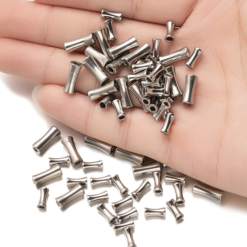 10pcs/Lot Stainless Steel Cylindrical Spacer Tube Beads For DIY Bracelet Necklace Jewelry Making Accessories Supplies Materials