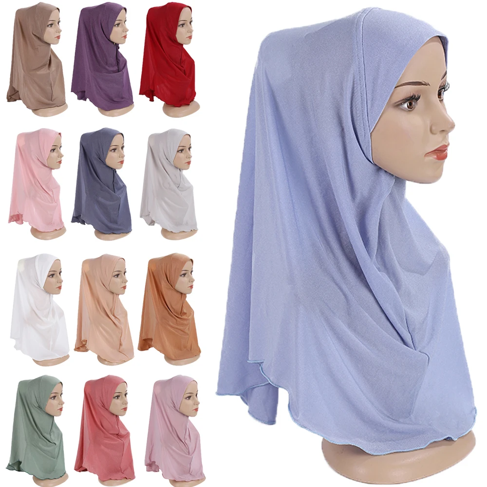 

Malaysia Fashion Headscarf Women Solid Head Cover Hijab Muslim Islamic One Pieces Instant Amira Turban Headwrap Female Scarves