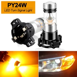 2X 100w Error Free PY24W LED Bulbs For BMW Front Turn Signal Lights, Fit E90/E92 3 Series, F10/F07 5 Series, E83 E70 X5 E71  etc