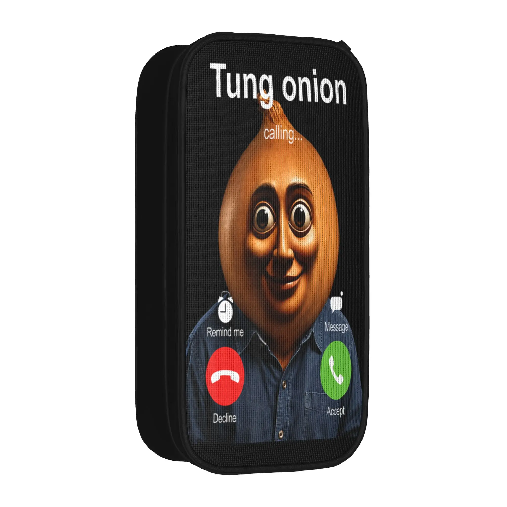 Fashion Pencil Case Tung Onion is Calling Brainrot Meme Pencil Box School Pencil Cases Boy Canvas Custom Stationery Organizer