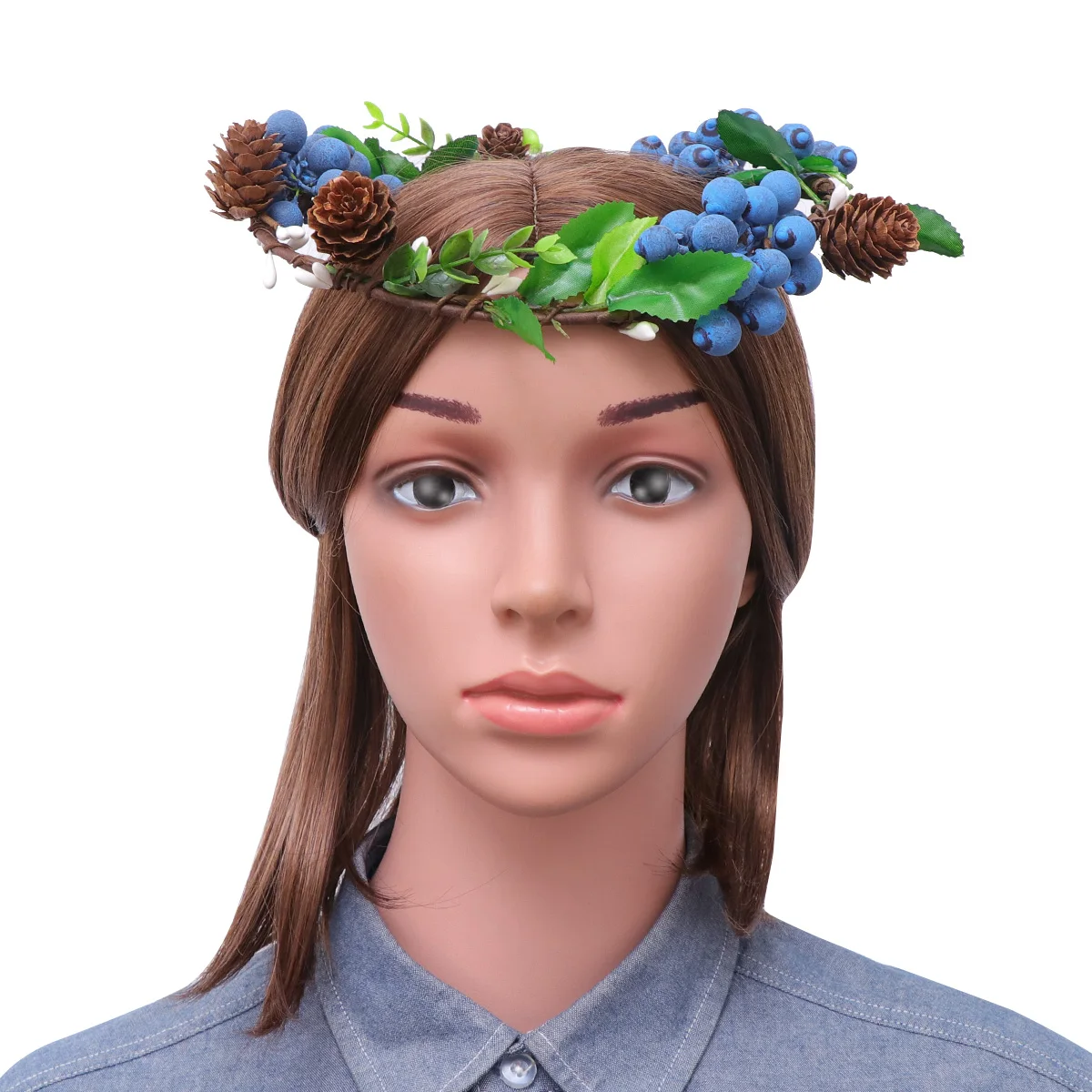 

Bridal Berries Headband Berry Headpiece Wedding Hair Accessories Pine Cone Crown Headdress Blueberry Party Costume Easy Fit One