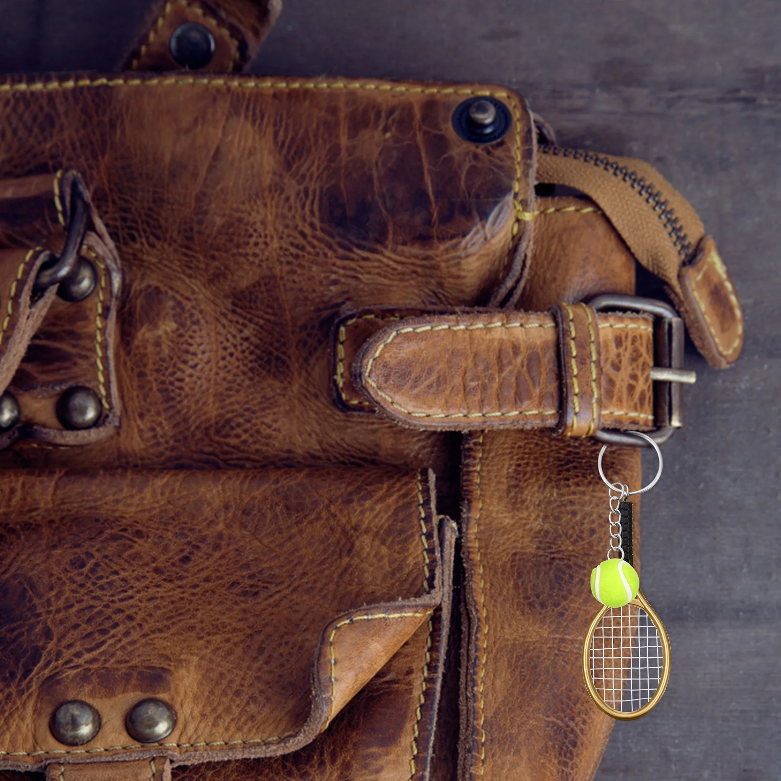 

24Pcs Decorative Tennis Keychain Realistic Tennis Ball Racket Shape Premium Material Key Fob Pendant for Handbag Backpack Wallet