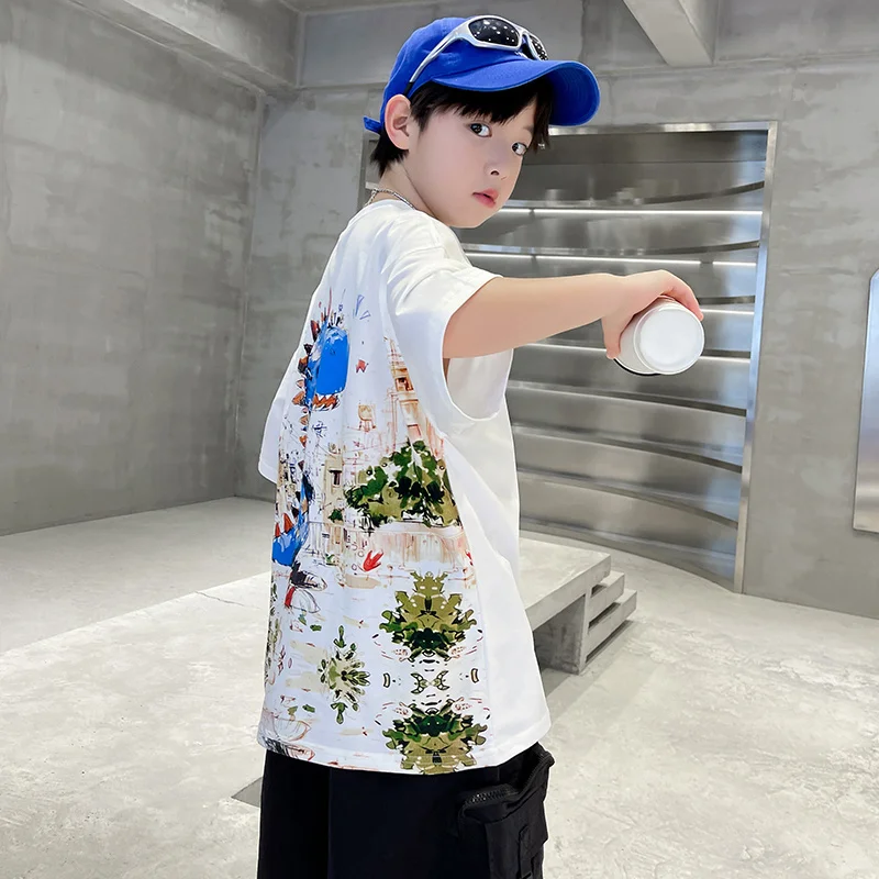 New Summer Kids Cotton Clothing Dinosaur Boy Set Children Short Sleeve Dinosaur T-shirt + Shorts Clothes Suit for Boy Tracksuit - Image 4
