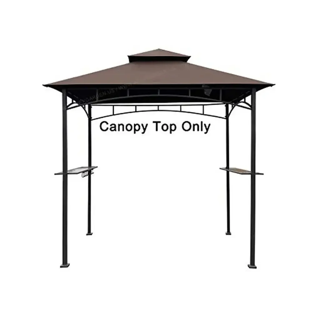 Brown Double Tiered Canopy Grill Gazebo Replacement Canopy Top Model #L-GG001PST-F UV-Protected Polyester Fabric Ventilated