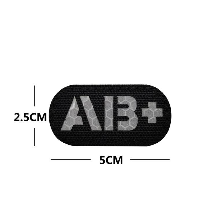 Blood Type Group Infrared IR Reflective Patches A B AB O Positive POS White Glow In Dark Tactical Military Patch Armband Badges