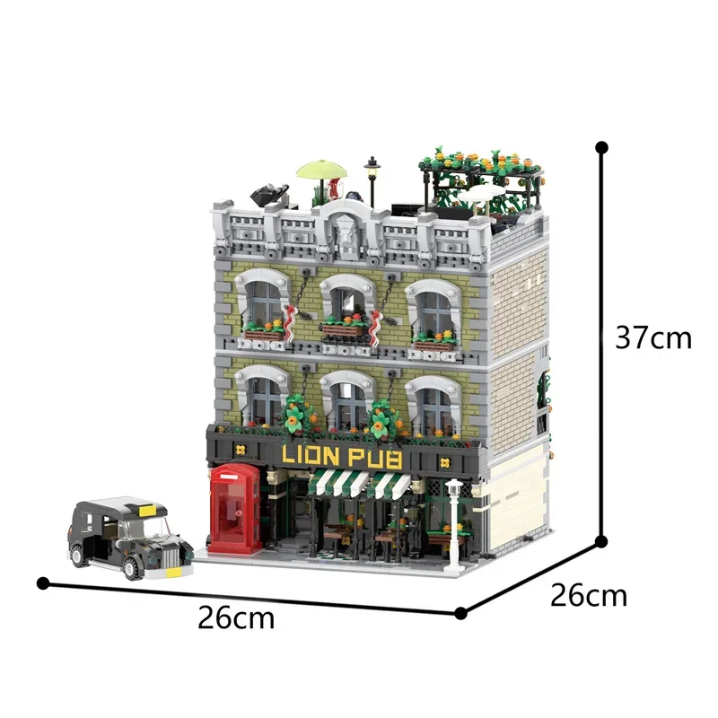 MOC Country House Architecture Building Blocks City Street View Bricks Set Bookstore Shop Lion Tavern Toy Gifts for Children