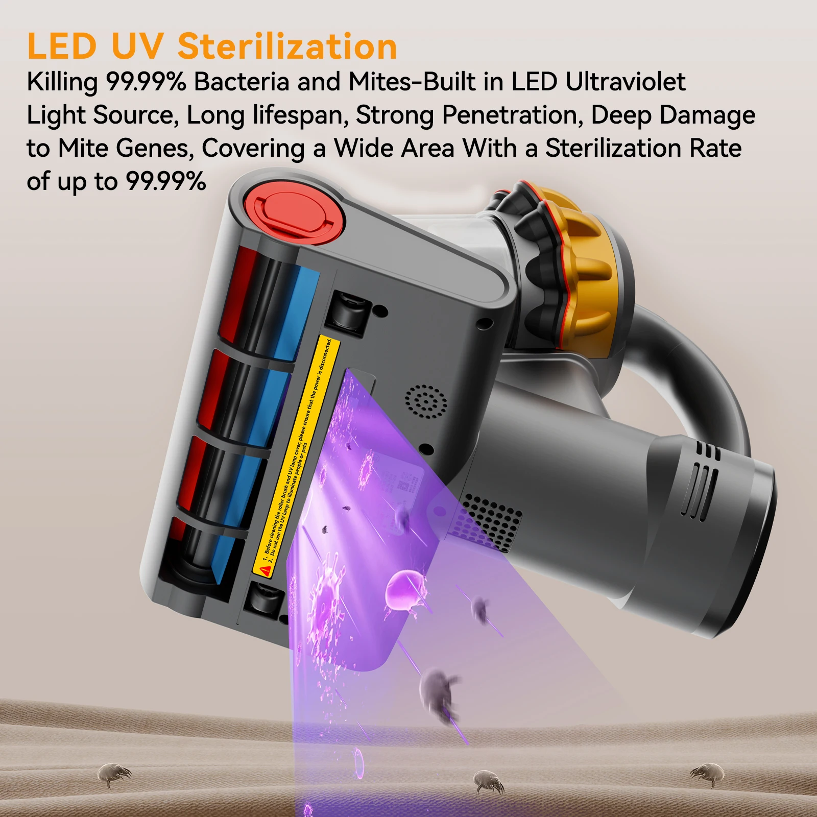 Upgraded Bed Vacuum Cleaner Mattress Vacuum Cleaner with Powerful Suction Handheld UV Vacuum Effective Cleaning Blanket Sofa