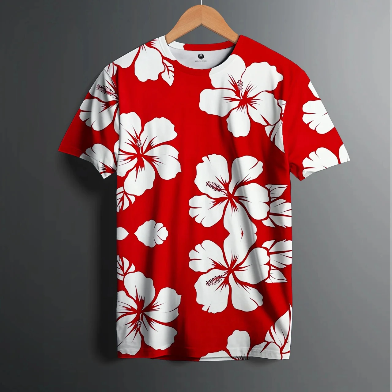 Floral print super stretch casual short-sleeved men's daily party home social T-shirt solid color street fashion 2025