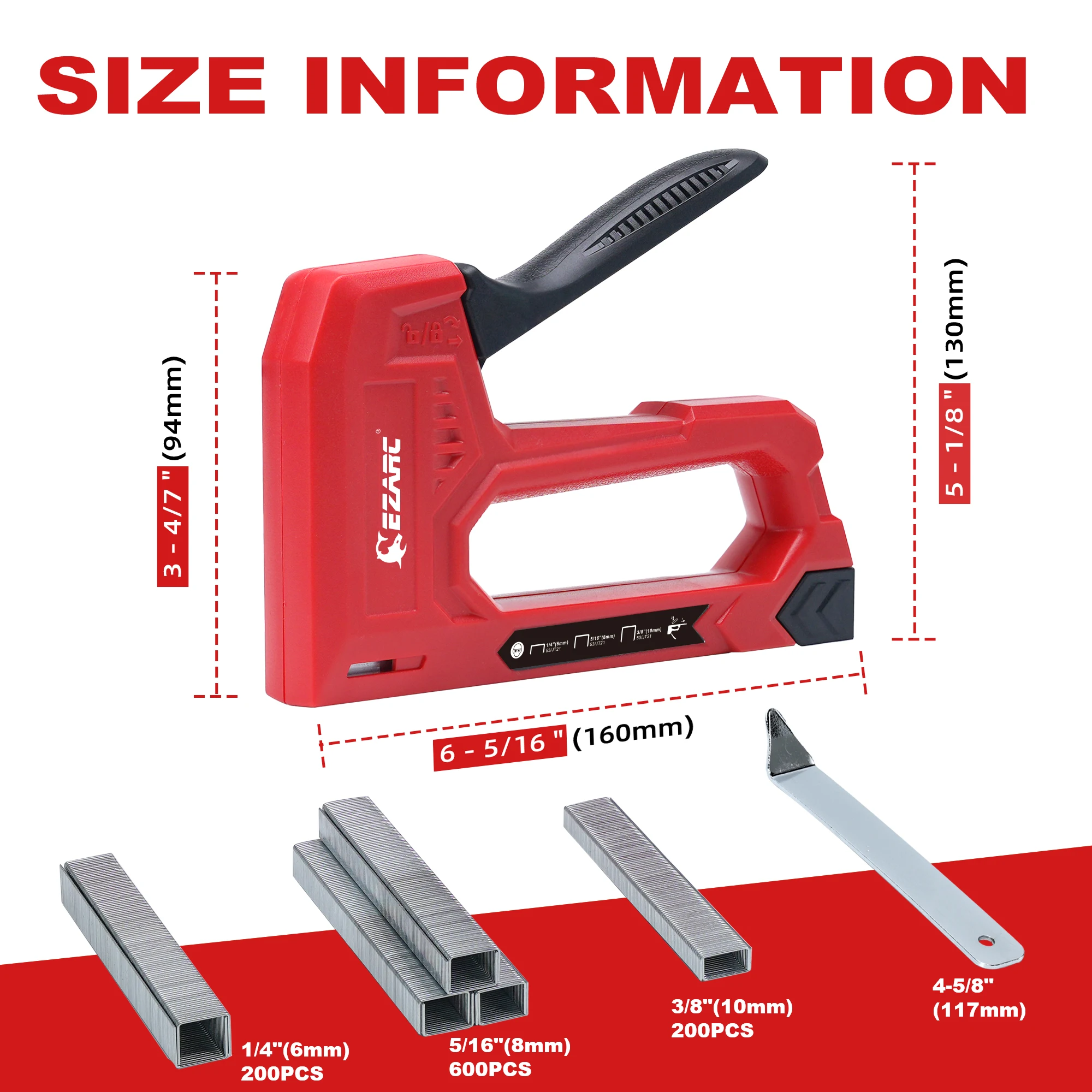 EZARC Staple Gun for Woodworking with 1000 Staples and 1 Staple Remover, Manual Light Duty Stapler Nail Gun Kit for DIY Crafts