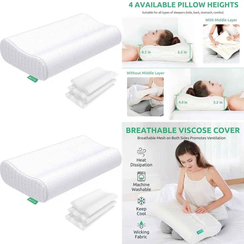 

Ортопедическая подушка для шеи из пены с эффектом памяти для снятия боли, регулируемая охлаждающая поддержка для сна на боку, спине и животе, размер Queen