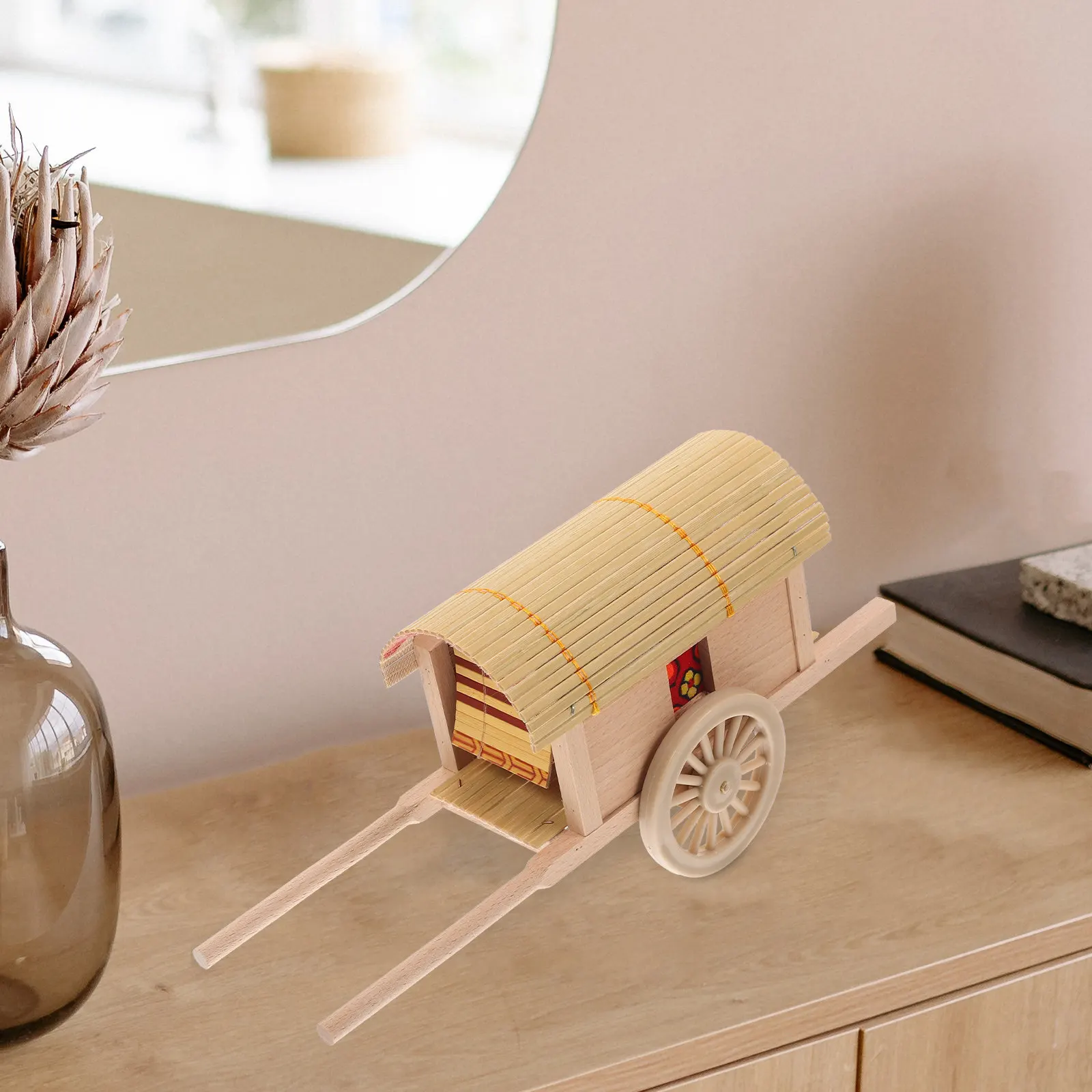 

Wooden Carriage Vintage Design Premium Wood ABS Household Decor Miniature Carriage Simulation Craft Kids Plaything Party Favors
