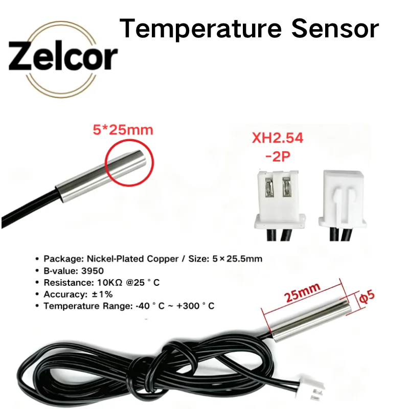 NTC 10K 1% 3950 3950 Sensor Wired 0.5m 1m 2m 3m W1209 Waterproof 3950 Sensor NTC Thermistor Temperature Sensor Wire Cable Probe
