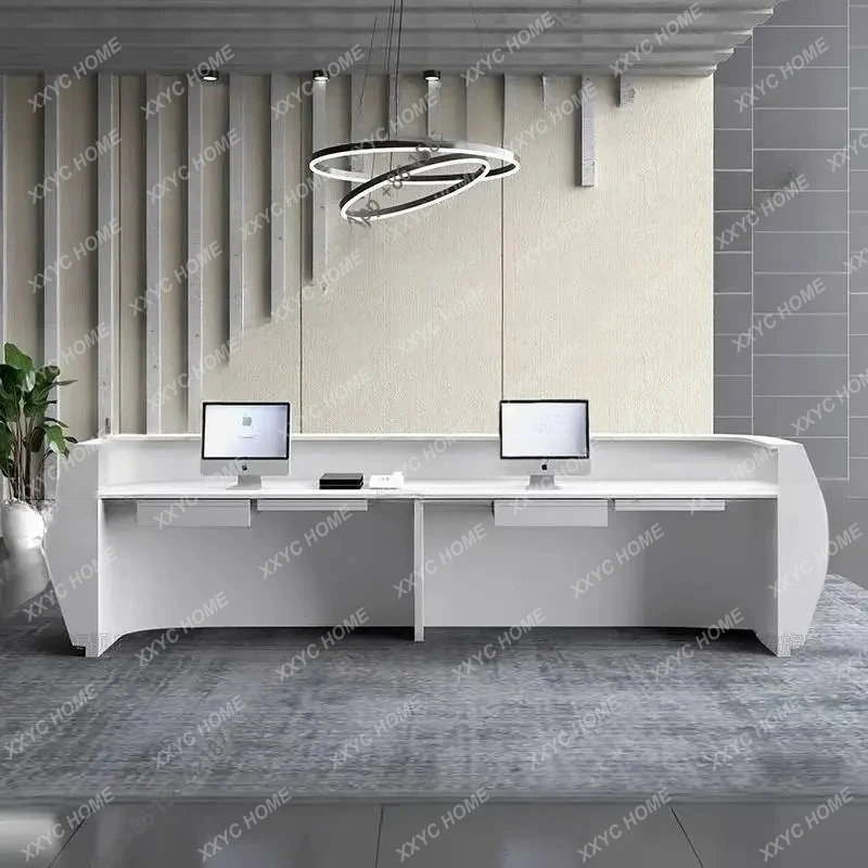 LPainting Front Reception Desks Simple Modern Office Company Reception Desks Curved Bar Counter Specia Furniture