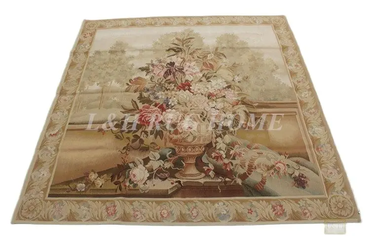 Free shipping 5'X5' Aubusson Tapestry ,Aubusson woolen tapestry, handmade tapestry